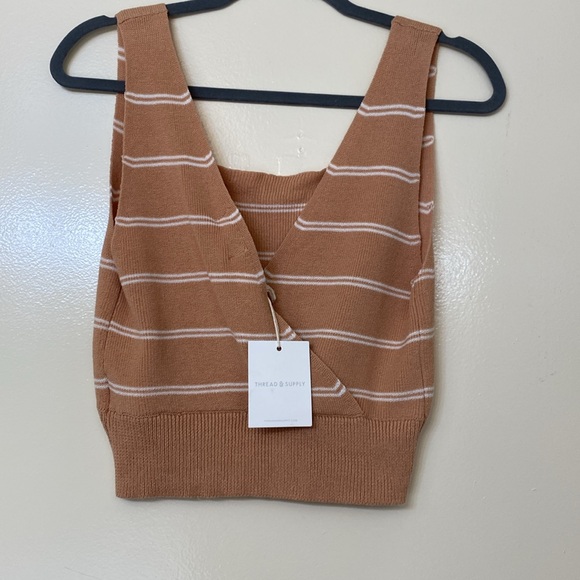 Thread & Supply Tan Ribbed Crop Tank Top - Picture 2 of 4